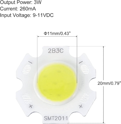 Picture of White 3W LED SMD Chip DC 9-12V 2B3C With Metal Plate Heatsink Heat Sink Aluminum Base 20mm PCB(White)