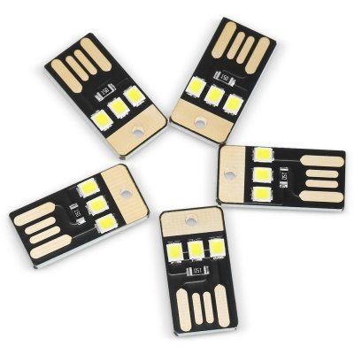 Picture of 2pcs Super Bright Mini USB Power LED Light Pocket Card Portable Keychain Night Light For Laptop PC Desktop Power Bank(Black)