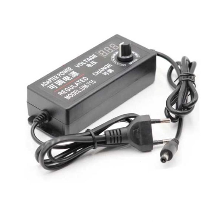 Picture of Adjustable Dc 3v-24V 5A Adapter With Led Voltmeter For Laptops, Notebooks Power Supply Ac 220V To Dc 3V-24V Lighting Power Supply For Led Light Dc Motor Audio Amplifier - Multi Plug(Black)