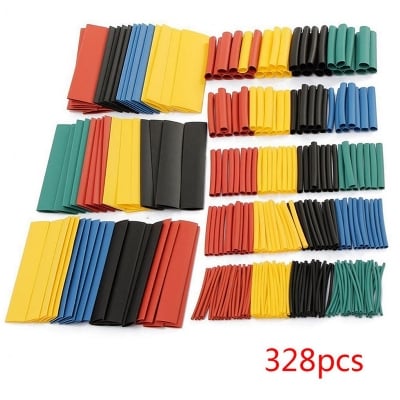 Picture of 328Pcs Insulation Heat Shrink Tube Assortment Wire Cable Sleeve Kit Heat Shrink Tube Diy 5 Color Connector Repair - Multi Plug(Multicolor)