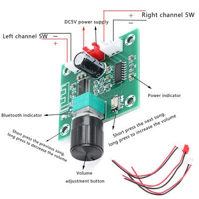 Picture of Bluetooth Audio Receiver board Bluetooth 5.0 mp3 lossless decoder board DC5V 2 Channel(Green)
