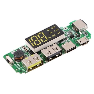 Picture of USB 2.4A Mobile Power Bank Charging Module Lithium Battery LED Dual USB 5V 2.4A Micro USB Type-C USB Charger Board(Green)