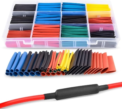 Picture of Box 164Pcs Insulation Heat Shrink Tube Assortment Wire Cable Sleeve Kit Heat Shrink Tube Diy 5 Color Connector Repair - Multi Plug(Multicolor)