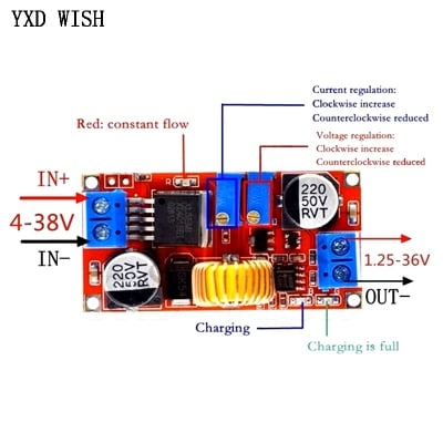 Picture of XL4015 5A DC-DC CC CV Lithium Battery Step down Charging Board Led Power Converter Charger Step Down Module(Red)