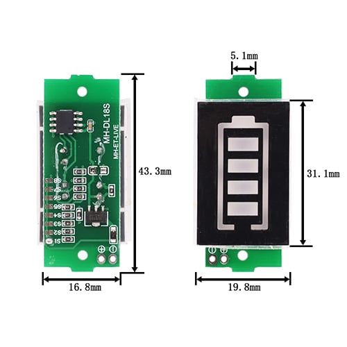Picture of Lithium Battery Level Indicator Module 1S to 8S (MH-DL18S)(Green)