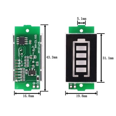 Picture of Lithium Battery Level Indicator Module 1S to 8S (MH-DL18S)(Green)