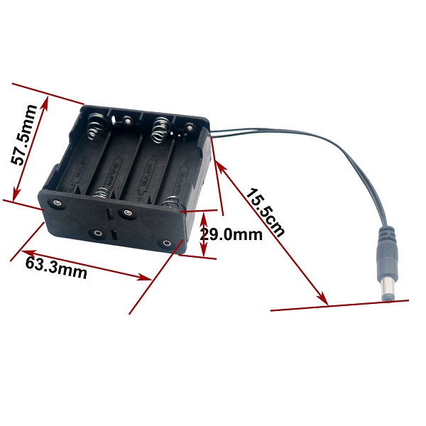 Picture of 12V 8xAA 8*AA Battery Holder Box Case with DC 5.5mm x 2.1mm Male Connector Wire(Black)