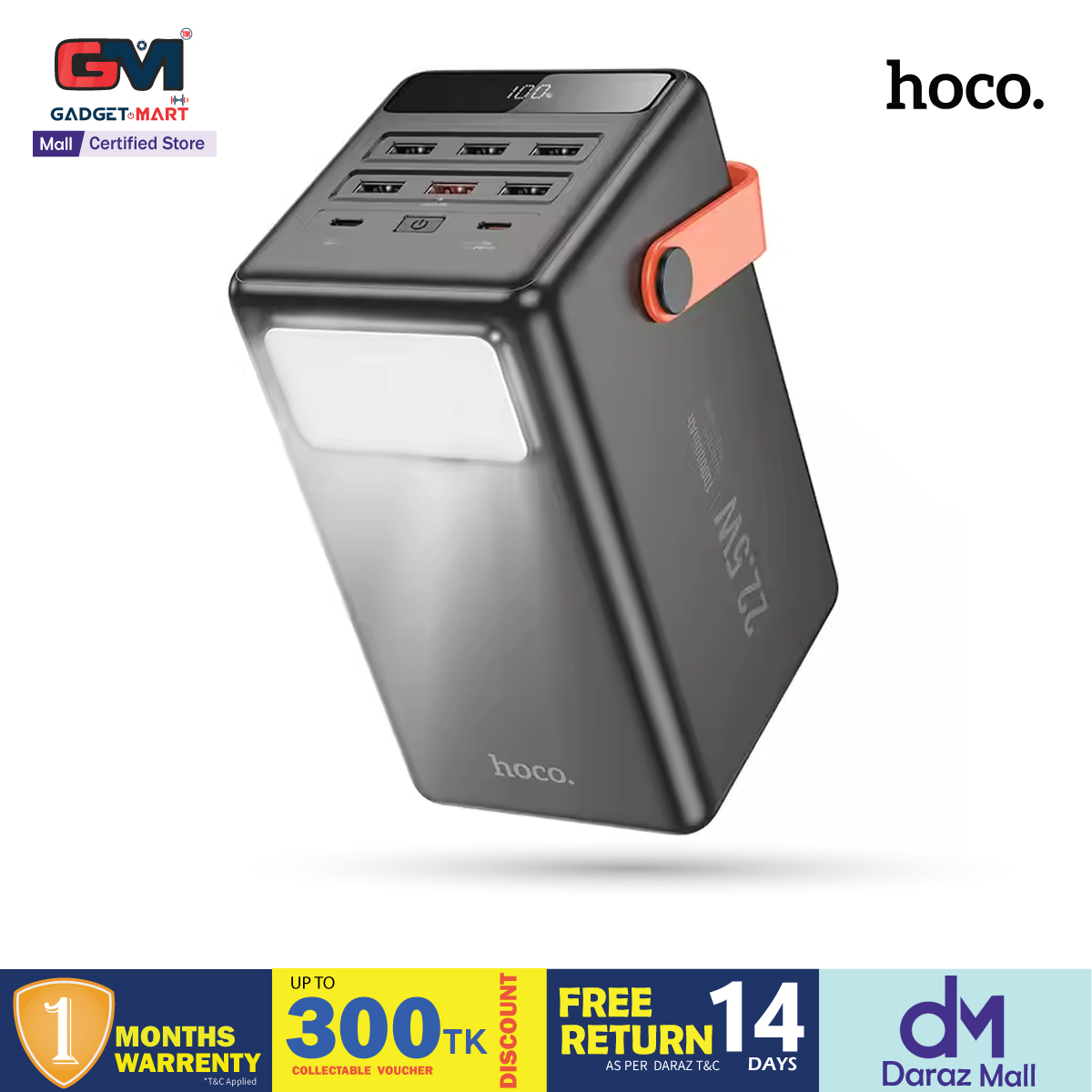 Picture of HOCO MMJ-20 PD 20W Fast Charging 100000mAh (1 Lakh mAh) Power Bank With Flash Light Portable Charging Station With 14 Days Free Return & 3 Months Warranty