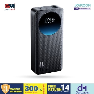 Picture of JOYROOM JR-PBF02 Pro 20000mAh Power Bank 45W Super Fast Charging Digital Display Portable Charger with 4 Port Output - Black
