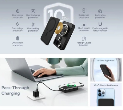 Picture of Baseus 30W Magnetic Mini Fast Charging 10000mAh Power Bank USB-C Quick Charge for iPhone 17/16/15/14/13 Series, Samsung S/Ultra Series, Mini Powerbank USB-C, Small But Powerfull