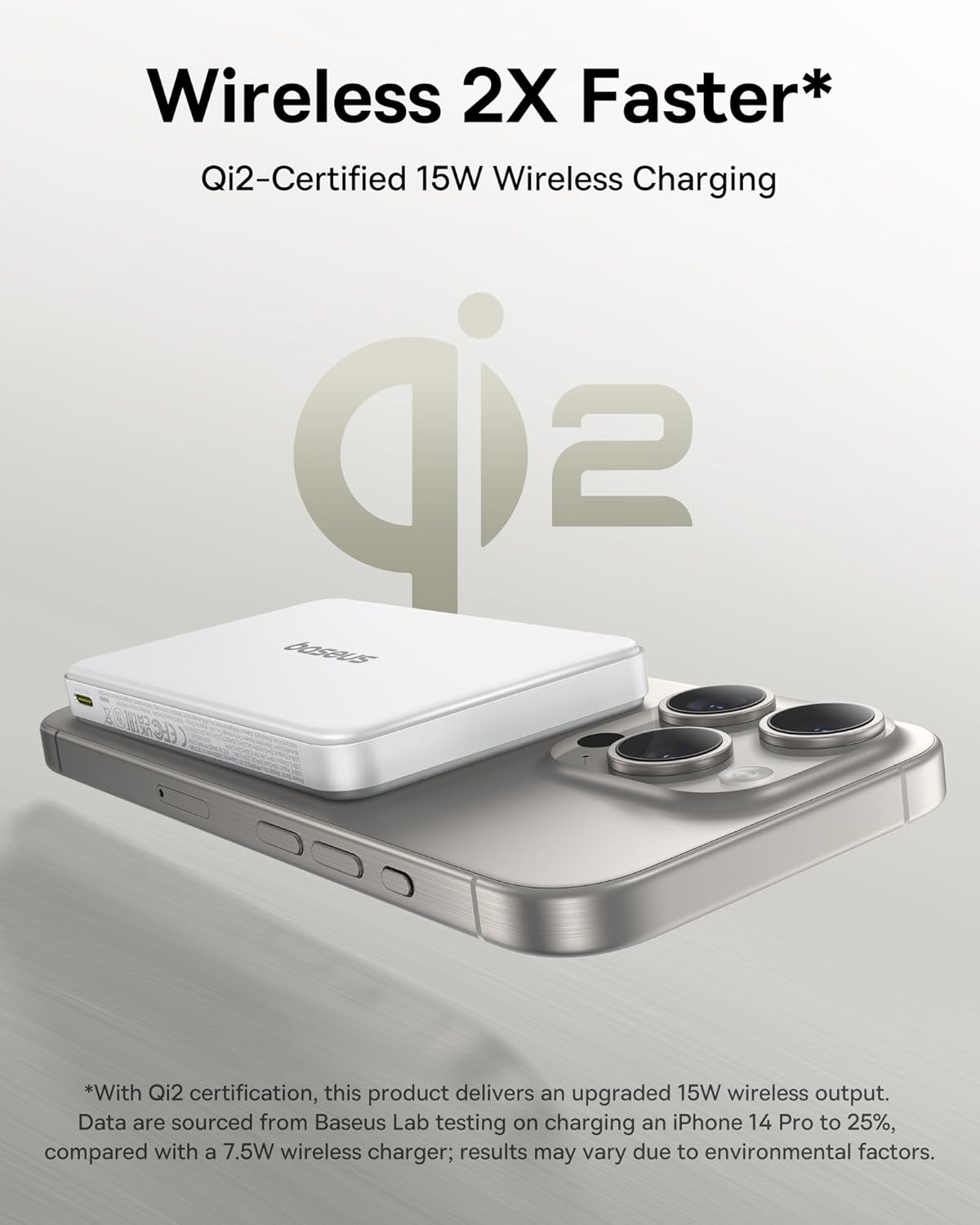 Picture of Baseus Qi2 Magsafe 10000mAh PD 22.5W Power Bank Wireless Magnetic Battery, USB-C Quick Charge for iPhone 17/16/15/14/13 Series, Samsung S/Ultra Series, Mini Powerbank USB-C, Small But Powerful