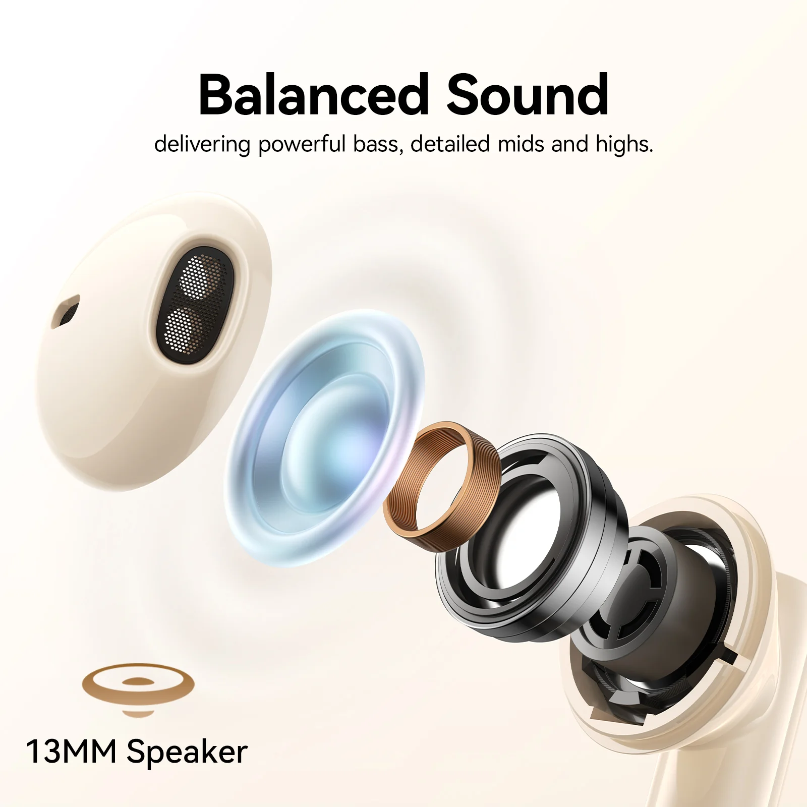Picture of JOYROOM JR-PB3 True Wireless Bluetooth Earphones - Beige