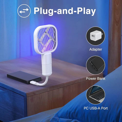 Picture of Mini USB Electric Mosquito Swatter Two-In-One Eco-friendly Plastic Material Rechargeable Automatic Fly Killer Lamp