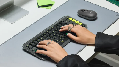 Picture of Logitech POP ICON Keys Wireless Bluetooth Keyboard, Comfortable Typing, Programmable Keys, Easy-Switch Between up to 3 Devices, for Laptop, Tablet, PC – Graphite and Green