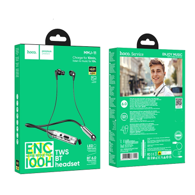 Picture of Hoco MMJ-11 Nothing Series 100 Hours Music Timing ENC Bluetooth Neckband Earphone - Black