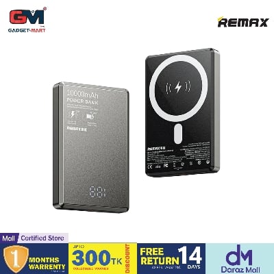 Picture of REMAX RPP-109 Vocard Pro Metal Body Ultra Slim 20W PD Fast Charging Magnetic Wireless 10000mAh Power Bank - Black