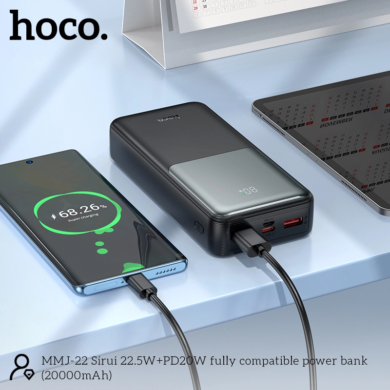 Picture of Hoco MMJ22 Sirui 22.5W+PD20W Fast Charging 20000mAh Power Bank - Black