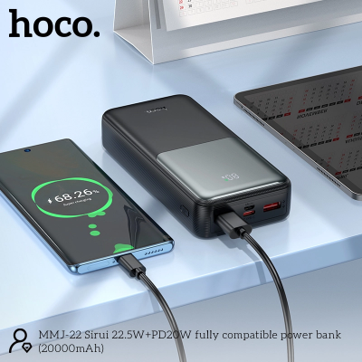 Picture of Hoco MMJ22 Sirui 22.5W+PD20W Fast Charging 20000mAh Power Bank - Black