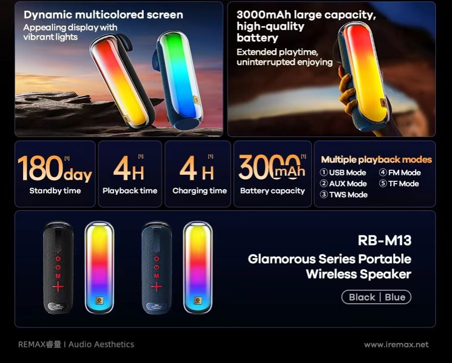 Picture of REMAX Glamorous Series RB-M13 Portable Wireless Speaker Outdoor Mini Speaker