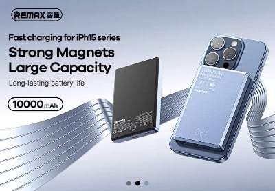 Picture of REMAX RPP-109 20W Ultra-Slim Metal Magnatic Wireless 10000mAh Power Bank