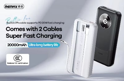 Picture of REMAX RPP-38 20W+22.5W Built-in Dual Fast Charging Cables 20000mAh Power Bank