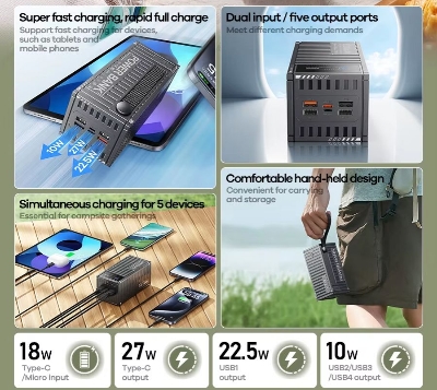 Picture of REMAX RPP-161 Container Series PD27W+ QC22.5W Fast Charging 50000mAh Power Bank - Black