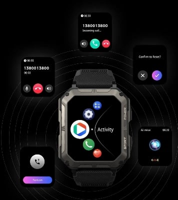 Picture of Wavefun Wave 50 Smart Watch for Men 1.83'' Fitness Rugged Smartwatch IP68 Ultra Waterproof Outdoor BT Call