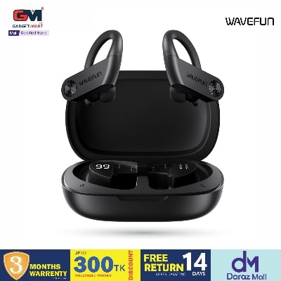 Picture of Wavefun XBuds 5 Wireless Earphone with Ear Hook IPX8 Waterproof 2000mAh Charging Case with Power Bank Function BT5.3 Workout Outdoor Headphones