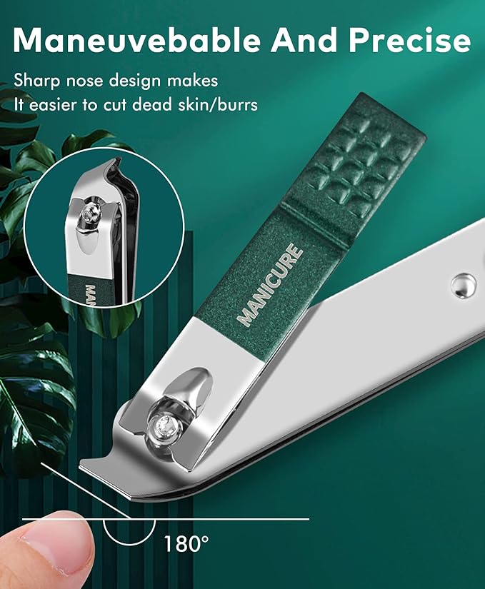 Picture of Nail Clippers with Catcher/Stainless Steel Heavy Duty Fingernail and Built-in Nail File for Men & Women/Ergonomic Handle with Wide Jaws for Thick Nails/includes Storage Bag,Key Ring. 