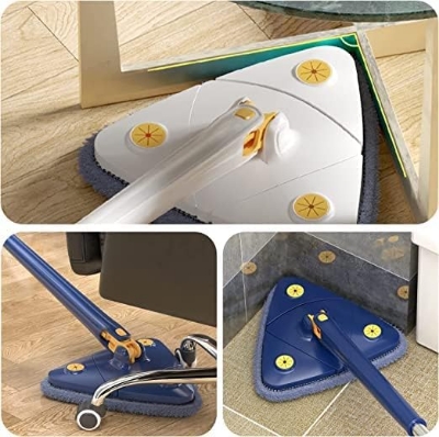 Picture of 360° Rotatable Adjustable Cleaning Mop Triangle Cleaning Mop with Automatic Water Squeezing Function Mop White Multicolor