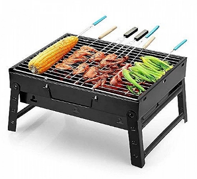 Picture of BAHELS Foldable Portable Charcole BBQ Grill, Stainless Steel Barbecue, Thickening And Stable, for Patio, Indoor, Outdoor Parties Black