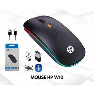 Picture of Hp W10 Wireless and Bluetooth Rechargeable Mouse with Led Light Black