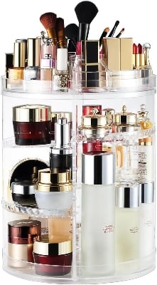 Picture of Cosmetics Organizer 360 Degree Diamond Rotatable Cosmetics Storage Box,Large Cosmetics Organizer Bag, Cosmetics Organizer Box, Makeup Box, Portable Makeup Organizer, Makeup Brush, Makeup Storage. Multicolor