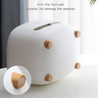 Picture of Tissue box cover holder with storage, napkin tissue box, multi-function tissue box abs material storage organizer caddy for bathroom, bedroom and office, grey white Multicolor