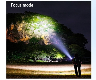 Picture of High brightness rechargeable flashlight, super bright waterproof long life tactical flashlight, 1.5km long beam, LCD power display, 5 modes, suitable for emergency, camping, hiking and so on. Black