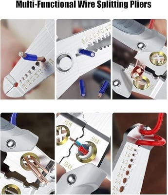 Picture of ELMVIA All in 1 Multifunction Stainless Steel Wire Stripper/Wire Crimping Tool, Wire Cutter, Wire Crimper, Cable Stripper, Wiring Tools and Multi-Function Hand Tool (ALL IN 1) Grey