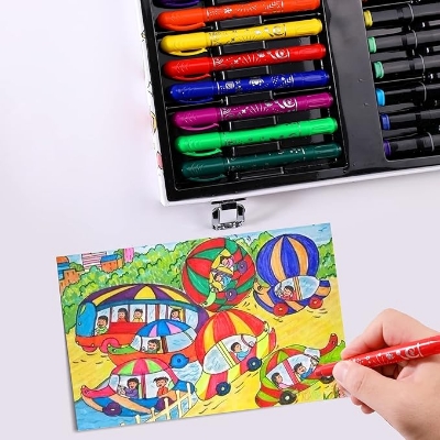 Picture of Art Supplies Set for Kids, 66 Pieces Art Set, Highlight Art Markers, Twistable Silky Crayons, Watercolor Brushes, etc. Painting & Drawing Set Professional Art Kit, Back to School Gifts for Kids Multicolor