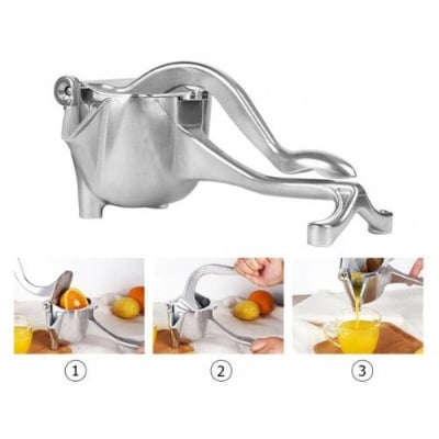 Picture of Aluminium Metal Fruit Press Manual Hand Press Juicer Manual Juicer Hand Juice Press Squeezer Machine Fruit Juicer Extractor Kitchen Fruit Press Tool Silver