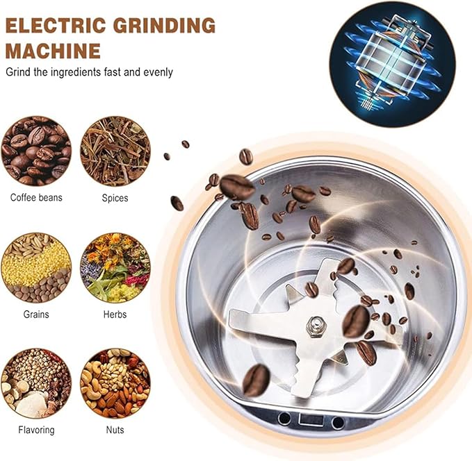 Picture of Household Small Powder Grinding Machine, Grain mills, Herb Grinder, Spice Grinder, Electric Coffee Grinder, Multifunctional Grinding Machine with Stainless Steel Blade Blue