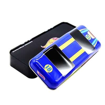 Picture of Car Shape Pencil Box with Book Reading Stand and Three Level of Storage Inside| Pencil Box| Metal Pencil Box Art Metal Pencil Box (Set of 1, Dark Blue) 