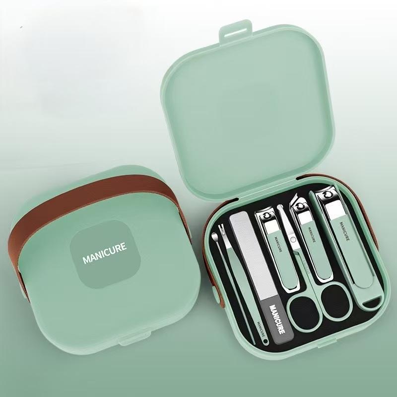 Picture of Glitzcharm Nail Clippers 8 pcs Manicure Set Nail Scissors Cuticle Remover for Men Women Stainless Steel Nail Care Grooming Kit for Travel & Home 