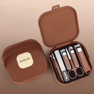 Picture of Glitzcharm Nail Clippers 8 pcs Manicure Set Nail Scissors Cuticle Remover for Men Women Stainless Steel Nail Care Grooming Kit for Travel & Home 