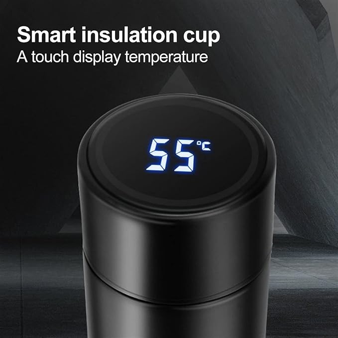 Picture of Insulating Pot Smart Cup Stainless Steel LED Digital Smart Vacuum Cup Thermo Hot Water Bottle Travel Cup Intelligent Temperature Measuring Cup Black