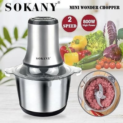 Picture of Sokany 800w 2 Speed 3L Multifunction Electric Meat Grinder Food 304 Stainless Steel Mincer, Electric Meat Grinder, Food Chopper, Meat Chopper, Food Processor, Stainless Steel Kitchen Food Processor for Meat (5L 500W), with Stainless Steel Bowl 