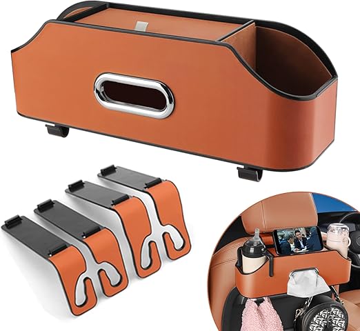 Picture of Enakshi (LABEL) Car Seat Storage Box Hanger Organizer Stowing Tidying Automotive Accessories Orange 