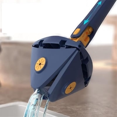 Picture of 360° Rotatable Adjustable Cleaning Mop Extendable Triangle Mop with Long Handle Hand Twist Quick Dry Mop Blue