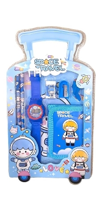 Picture of 7 in 1 Stationery Gift Set for Children | Stationery Supplies Bundle with Digital Watch, Sharpener, Eraser, 2 Pencils, Wallet Pouch Return Gift for Kids7 in 1 Stationery Gift Set for Children | Stationery Supplies Bundle with Digital Watch, Sharpener, Era 