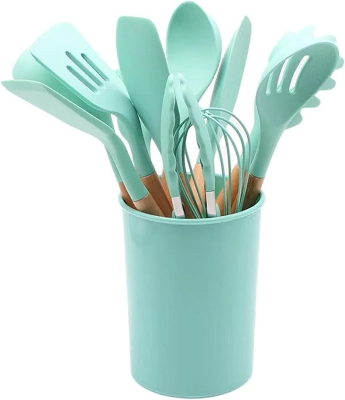 Picture of 12 Pcs Silicone Cooking Utensils Set, Non-Stick Silicone Cooking Utensils Set with Holder, Kitchen Utensil Gadgets Tools Set for Nonstick Cookware ,Dishwasher Safe Multicolor