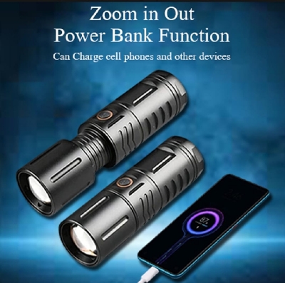 Picture of LED Tactical Portable Flashlight Light - 200000 High Lumens, Waterproof Camping Outdoor LED Torch, Torches LED Super Bright Mini Small Flashlight, Handheld LED Flashlights Black