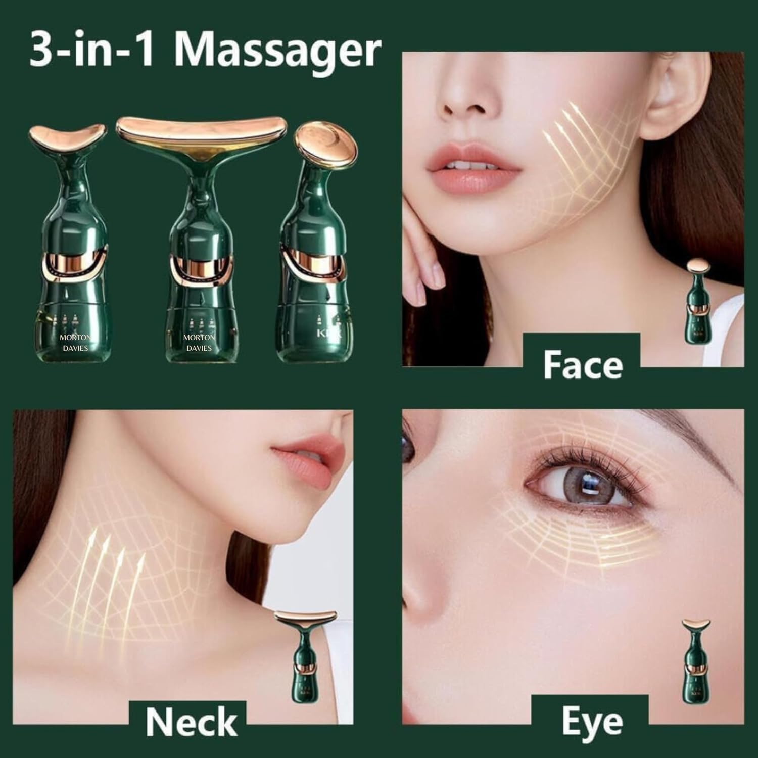 Picture of 3 in 1 Anti Wrinkles Face Neck Eyes Massager,Vibration Facial Massager for Skin Care,Face Sculpting Tool Multifunctional Neck Face Massager Beauty Device 